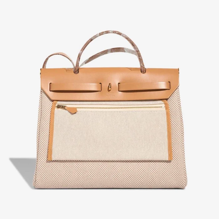 Hermès Replica Herbag 31 Toile/Vache Hunter Ecru/Beige GHW - DLF - Image 2