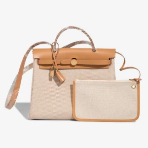 Hermès Replica Herbag 31 Toile/Vache Hunter Ecru/Beige GHW - DLF