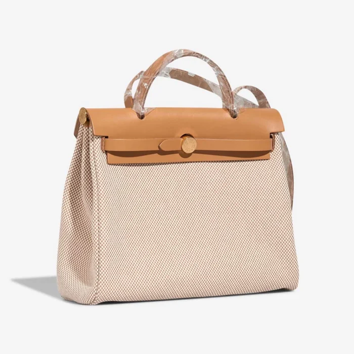 Hermès Replica Herbag 31 Toile/Vache Hunter Ecru/Beige GHW - DLF - Image 4