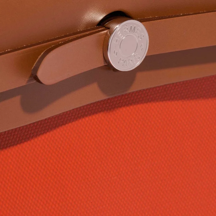 Hermès Replica Herbag 31 Vache Hunter/Coated Toile Orange/Mecano/Fauve/Ecru PHW - DLF - Image 6