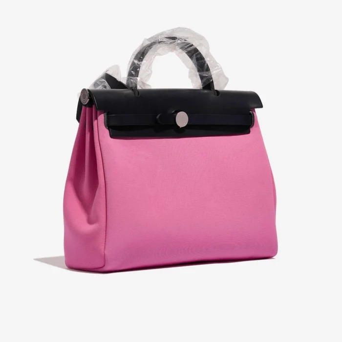 Hermès Replica Herbag 31 Vache Hunter/Toile Bubblegum/Rubis/Blue Indigo PHW - DLF - Image 5
