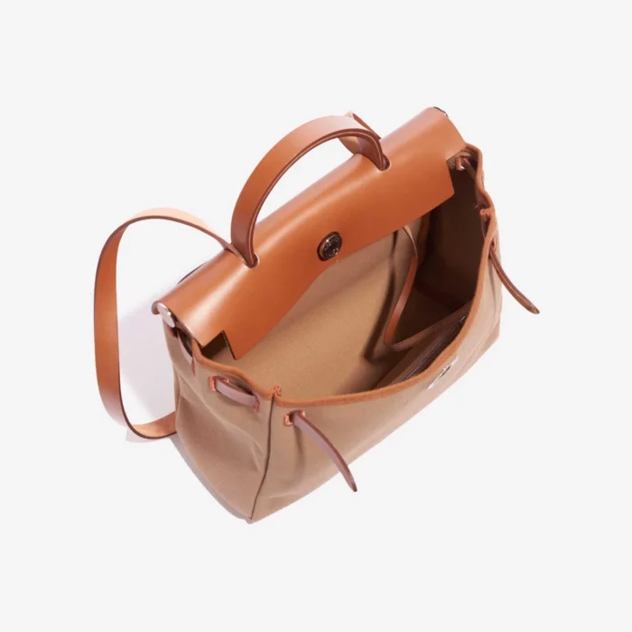 Hermès Replica Herbag 31 Vache Hunter/Toile Militaire Fauve/Chai PHW - DLF - Image 5