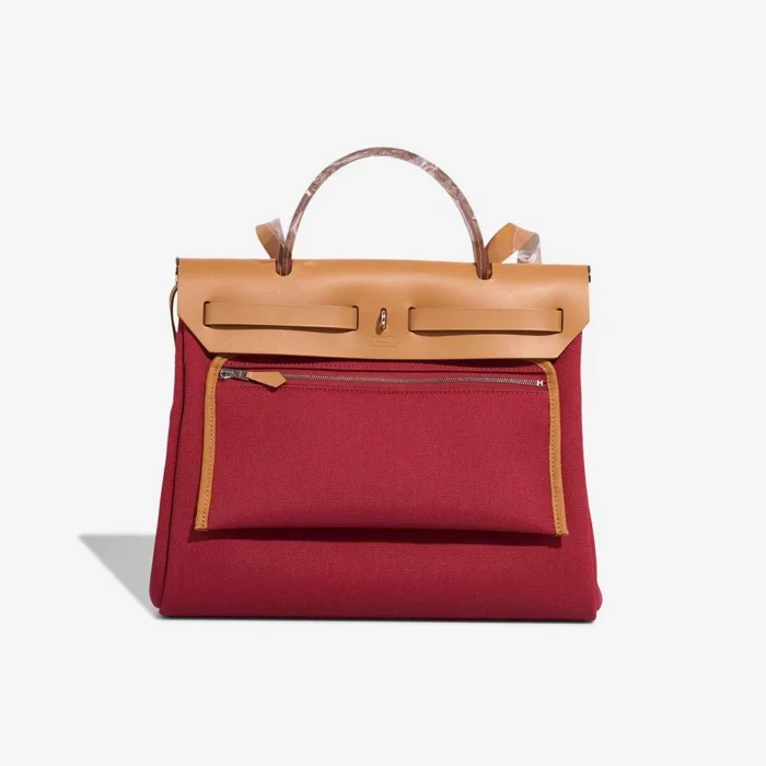 Hermès Replica Herbag 31 Vache Hunter/Toile Militaire Naturel/Rouge Grenat PHW - DLF - Image 3