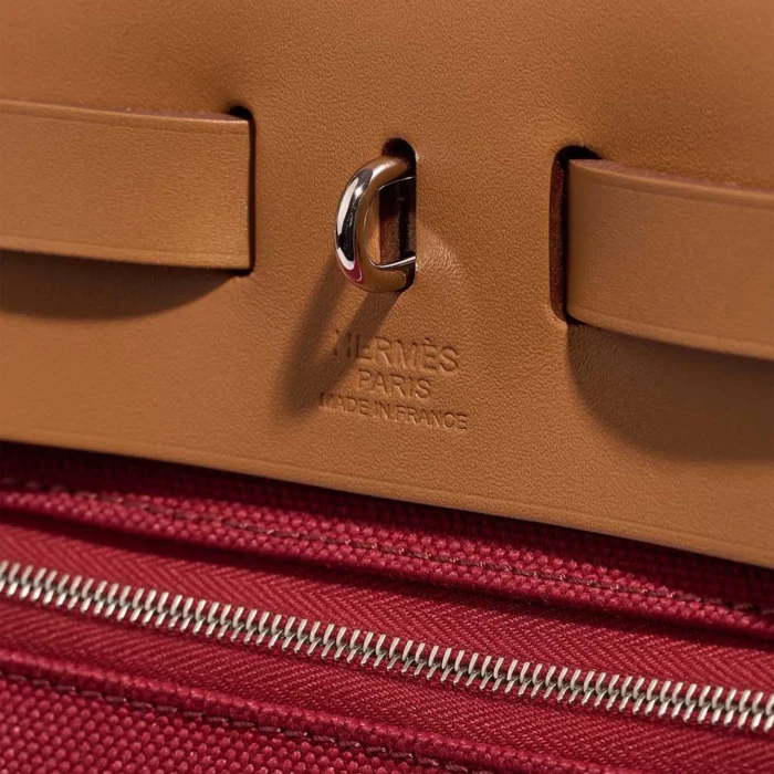 Hermès Replica Herbag 31 Vache Hunter/Toile Militaire Naturel/Rouge Grenat PHW - DLF - Image 2