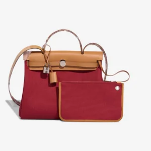 Hermès Replica Herbag 31 Vache Hunter/Toile Militaire Naturel/Rouge Grenat PHW - DLF