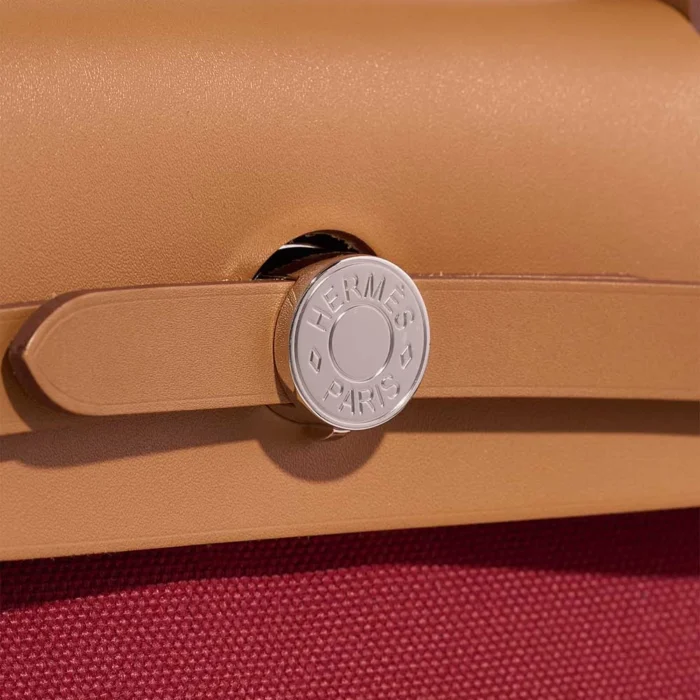 Hermès Replica Herbag 31 Vache Hunter/Toile Militaire Naturel/Rouge Grenat PHW - DLF - Image 6