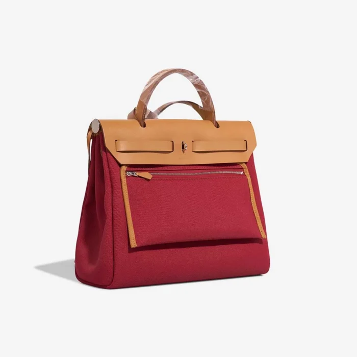 Hermès Replica Herbag 31 Vache Hunter/Toile Militaire Naturel/Rouge Grenat PHW - DLF - Image 5
