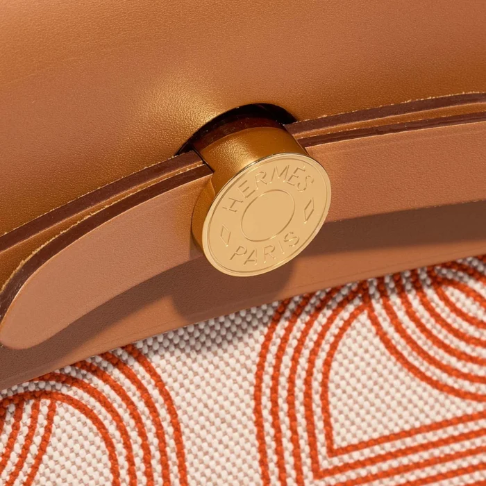 Hermès Replica Herbag Circuit 24 31 Vache Hunter Orange Mecano/Ecru Beige/Naturel GHW - DLF - Image 6