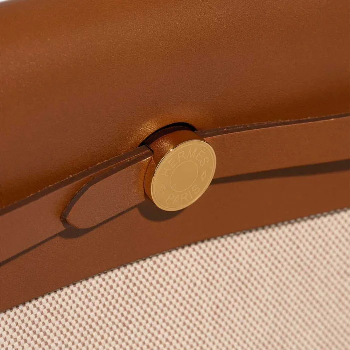 Hermès Replica Herbag Mini Vache Hunter/Toile H Beige/Fauve/Ecru GHW - DLF - Image 5