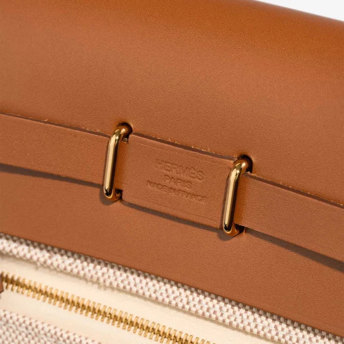 Hermès Replica Herbag Mini Vache Hunter/Toile H Beige/Fauve/Ecru GHW - DLF - Image 6
