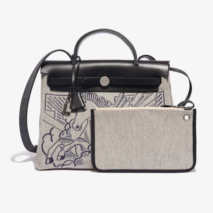 Hermès Replica Herbag Pegase 31 Vache Hunter Black/Ecru PHW