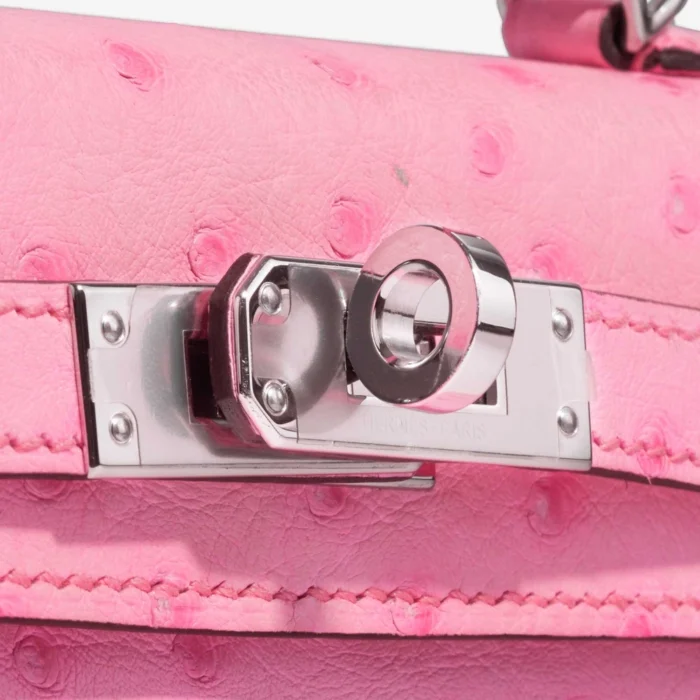 Hermès Replica Hermes Mini Kelly 5P Bubblegum Ostrich PHW - DLF - Image 6
