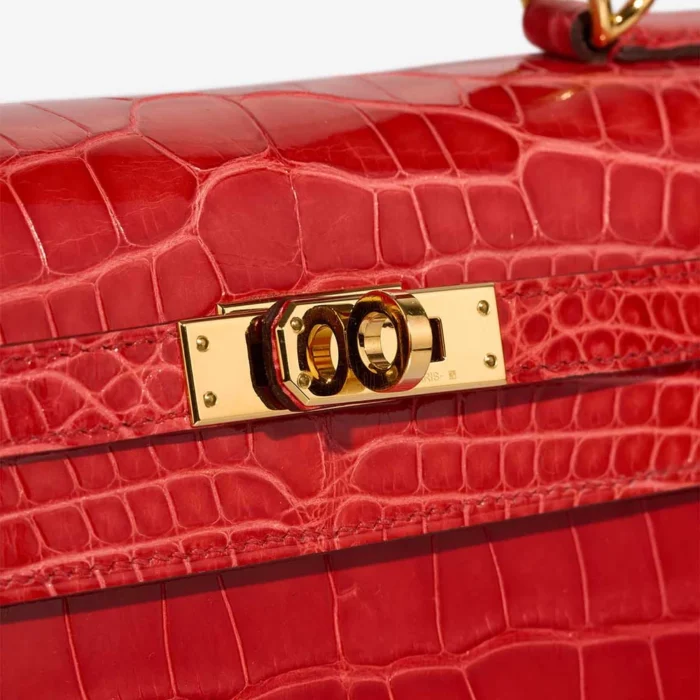 Hermès Replica Kelly 25 Alligator Mississippiensis Rouge de Coeur PHW - DLF - Image 7