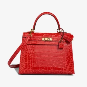 Hermès Replica Kelly 25 Alligator Mississippiensis Rouge de Coeur PHW - DLF