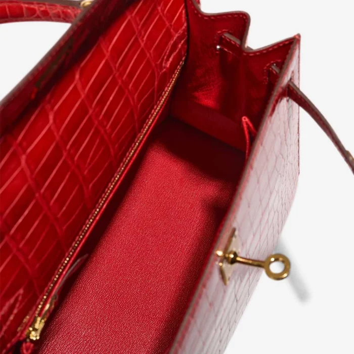 Hermès Replica Kelly 25 Alligator Mississippiensis Rouge de Coeur PHW - DLF - Image 5