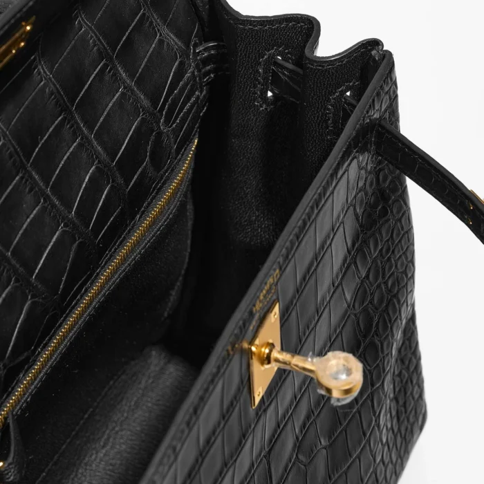 High-End Hermès Inspired Kelly 28 Togo Bleu Paon GHW - Direct Luxury Fashion - Image 5