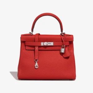 Hermès Replica Kelly 28 Clemence Rouge Vermillon PHW - DLF