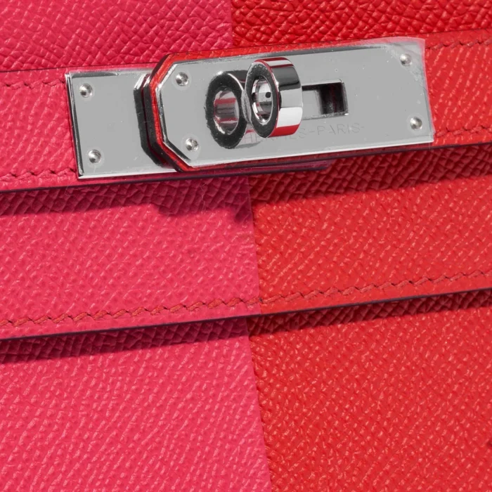 Hermès Replica Kelly 28 Epsom Rose Extreme/Rouge de Coeur/Blue Zanzibar PHW - DLF - Image 6