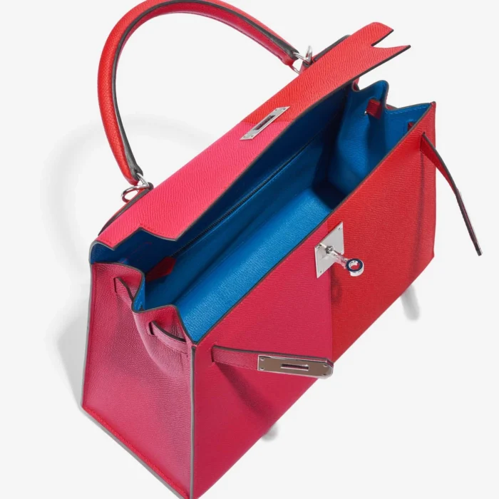 Hermès Replica Kelly 28 Epsom Rose Extreme/Rouge de Coeur/Blue Zanzibar PHW - DLF - Image 5