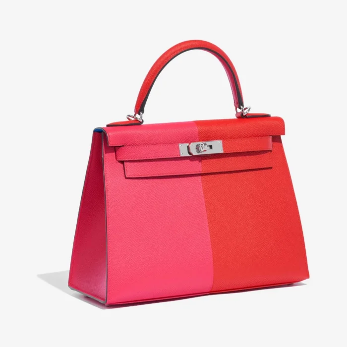 Hermès Replica Kelly 28 Epsom Rose Extreme/Rouge de Coeur/Blue Zanzibar PHW - DLF - Image 4
