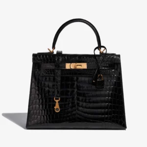 Hermès Replica Kelly 28 Niloticus Crocodile Black GHW | DLF