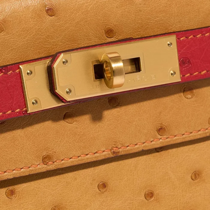 Hermès Replica Kelly 28 Ostrich Gold/Rouge Vif GHW - DLF - Image 7