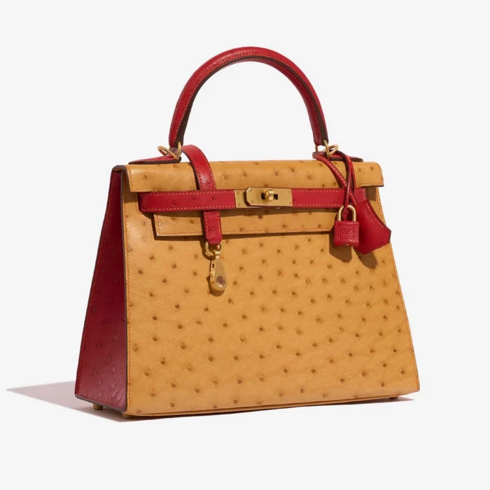 Hermès Replica Kelly 28 Ostrich Gold/Rouge Vif GHW - DLF - Image 4