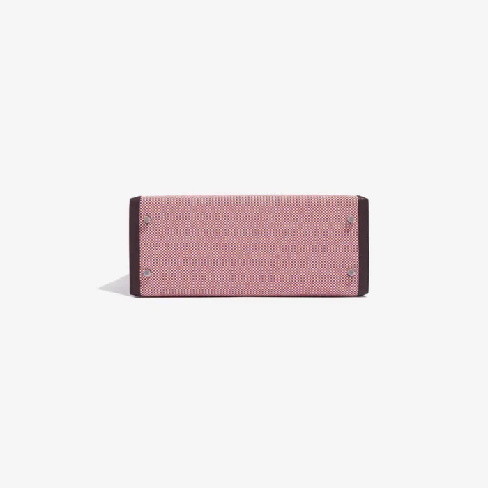 Hermès Replica Kelly 28 Toile Quadrille/Swift Ecru/Rouge Sellier/Anemone/Brique PHW - DLF - Image 3