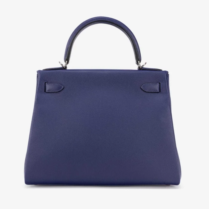 Hermès Replica Kelly 28 Verso Evercolor Blue Encre/Magnolia PHW - Replica Handbags - Image 2