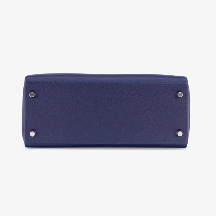 Hermès Replica Kelly 28 Verso Evercolor Blue Encre/Magnolia PHW - Replica Handbags - Image 3