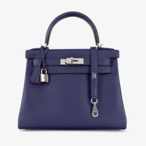 Hermès Replica Kelly 28 Evercolor Encre/Magnolia PHW Handbag