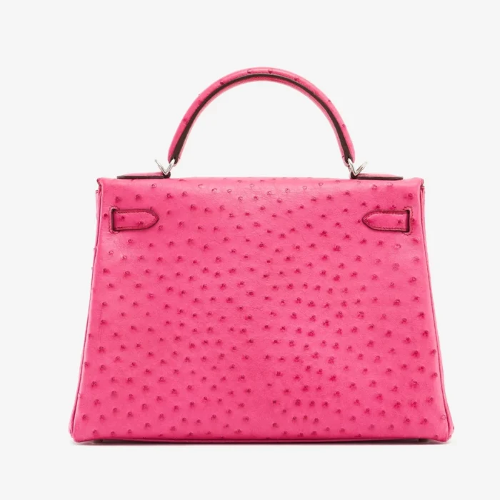 Hermès Replica Kelly 32 Ostrich Fuchsia PHW - Replica Handbags - Image 2