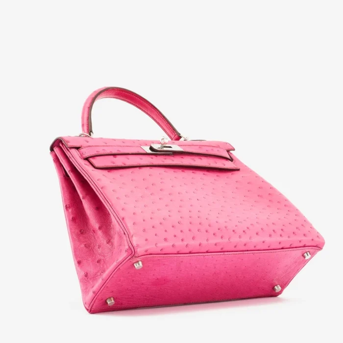 Hermès Replica Kelly 32 Ostrich Fuchsia PHW - Replica Handbags - Image 3