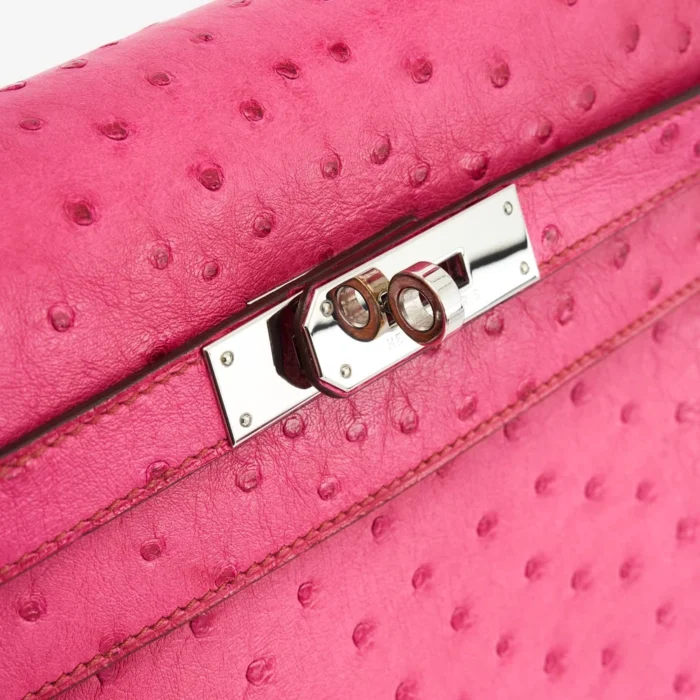 Hermès Replica Kelly 32 Ostrich Fuchsia PHW - Replica Handbags - Image 7