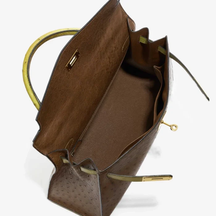 Hermès Replica Kelly 32 Ostrich Marron/Vert Anis GHW - DLF - Image 5