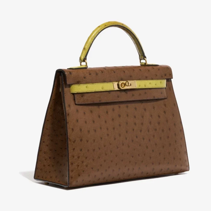 Hermès Replica Kelly 32 Ostrich Marron/Vert Anis GHW - DLF - Image 4