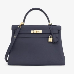 Hermès Replica Kelly 32 Togo Blue Nuit GHW - Replica Handbags