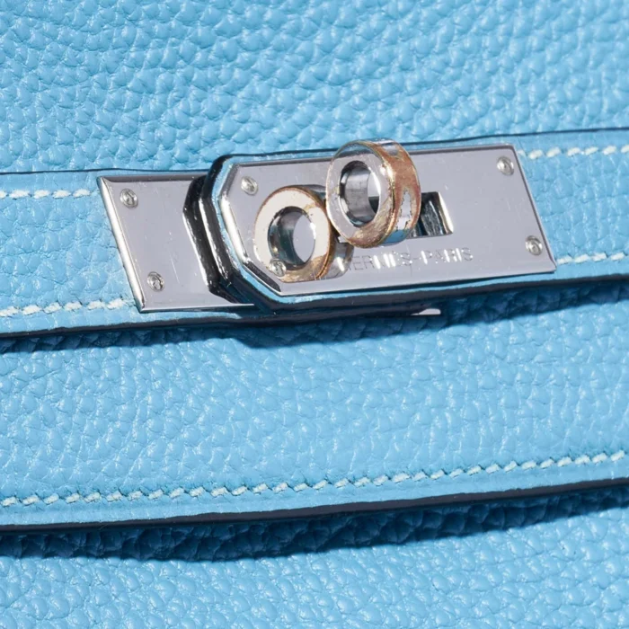 Hermès Replica Kelly 35 Clemence Blue Jean PHW - DLF - Image 7
