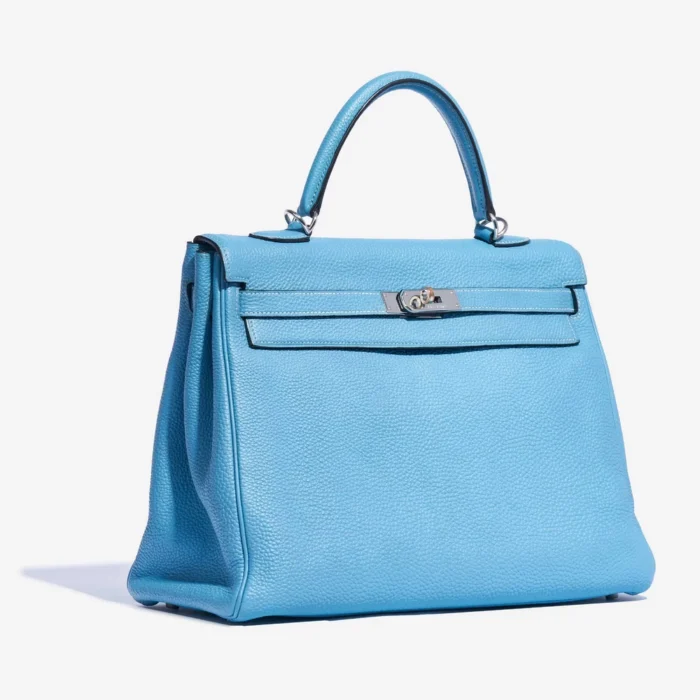 Hermès Replica Kelly 35 Clemence Blue Jean PHW - DLF - Image 4