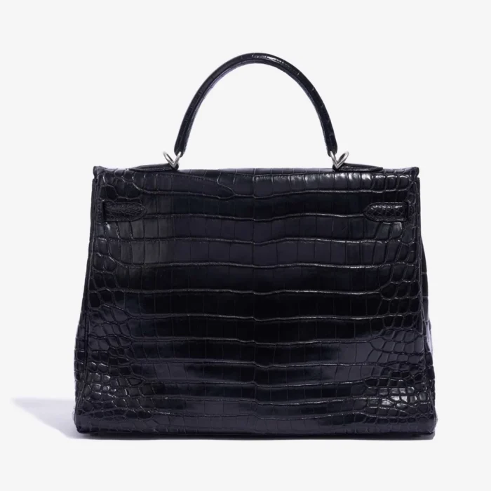 Hermès Replica Kelly 35 Matte Niloticus Black PHW - Replica Handbags - Image 2