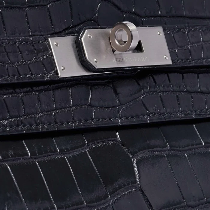 Hermès Replica Kelly 35 Matte Niloticus Black PHW - Replica Handbags - Image 6
