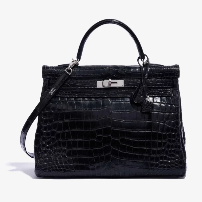 Hermès Replica Kelly 35 Matte Niloticus Black PHW Handbag