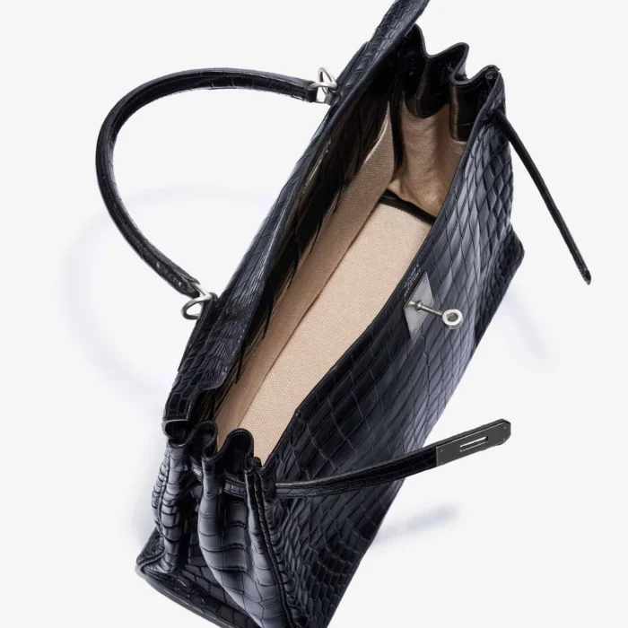 Hermès Replica Kelly 35 Matte Niloticus Black PHW - Replica Handbags - Image 5