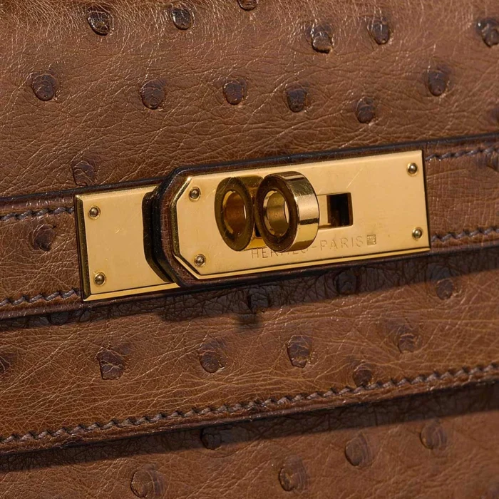 Hermès Replica Kelly 35 Ostrich Tabac Camel GHW - DLF - Image 6