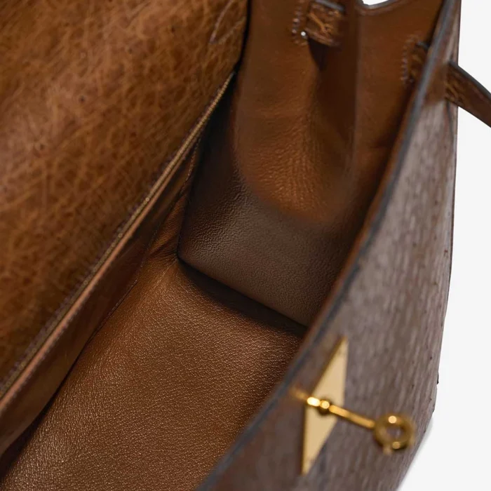 Hermès Replica Kelly 35 Ostrich Tabac Camel GHW - DLF - Image 5