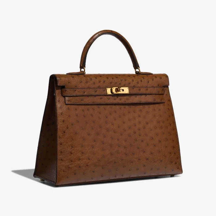Hermès Replica Kelly 35 Ostrich Tabac Camel GHW - DLF - Image 4