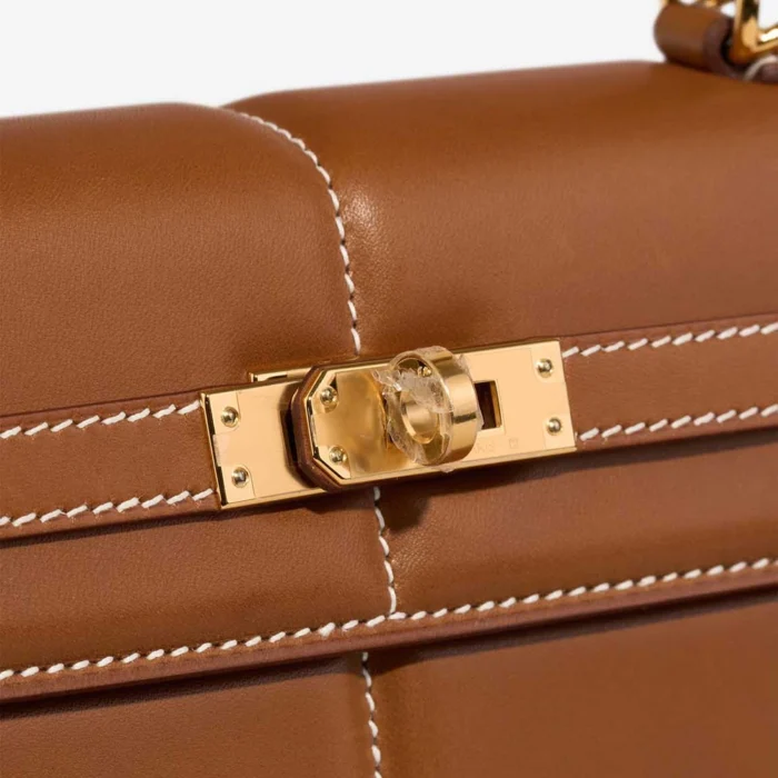 Hermès Replica Kelly Padded 25 Barenia Fauve GHW - DLF - Image 7