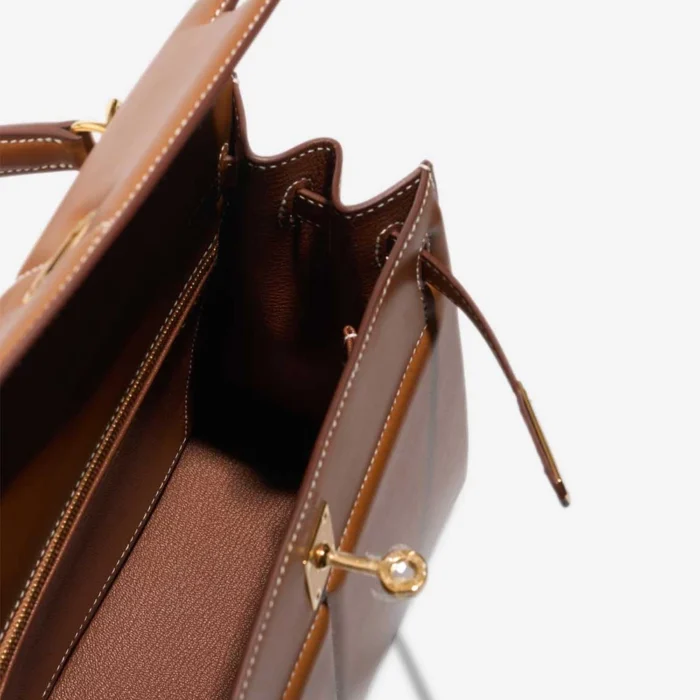 Hermès Replica Kelly Padded 25 Barenia Fauve GHW - DLF - Image 5