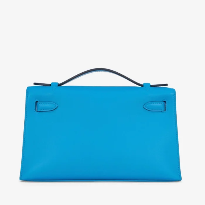 Hermès Replica Kelly Pochette Swift Blue Frida GHW - Replica Handbags - Image 2
