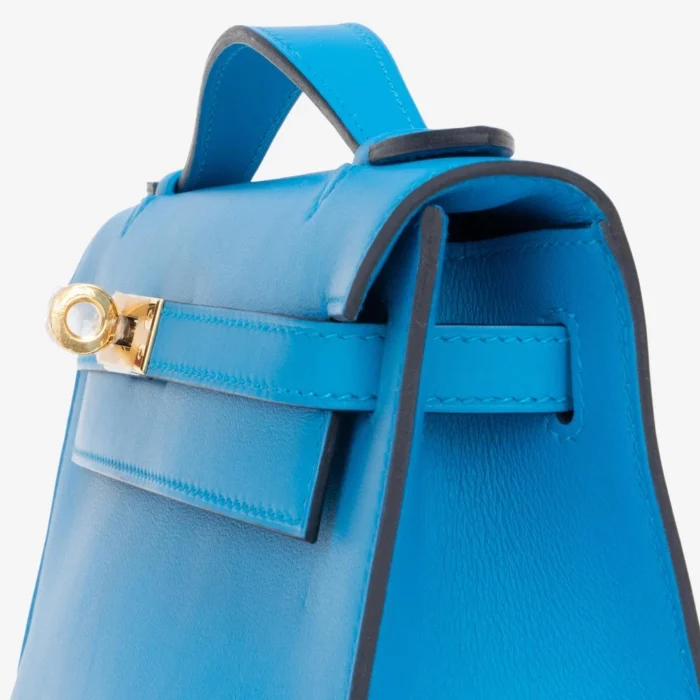 Hermès Replica Kelly Pochette Swift Blue Frida GHW - Replica Handbags - Image 6